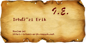Irházi Erik névjegykártya